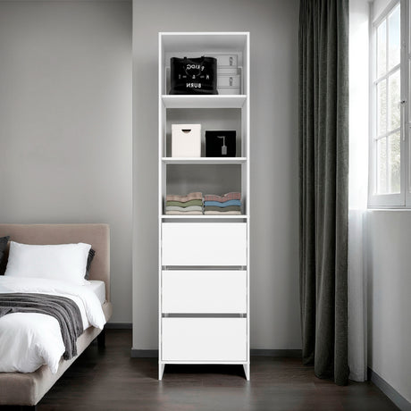 Closet Eco Kronos 55.8x213.4cm con Dos Compartimientos y con Tres Cajones sin Puertas - CLOSETS | Bylmo