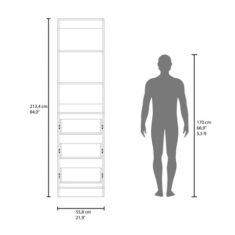 Closet Eco Kronos 55.8x213.4cm con Dos Compartimientos y con Tres Cajones sin Puertas - CLOSETS | Bylmo