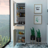Alacena Melia Blanco y Rovere 40x180cm con Dos Puertas y con Un Cajón - ALACENAS Y MUEBLES MICROONDAS | Bylmo