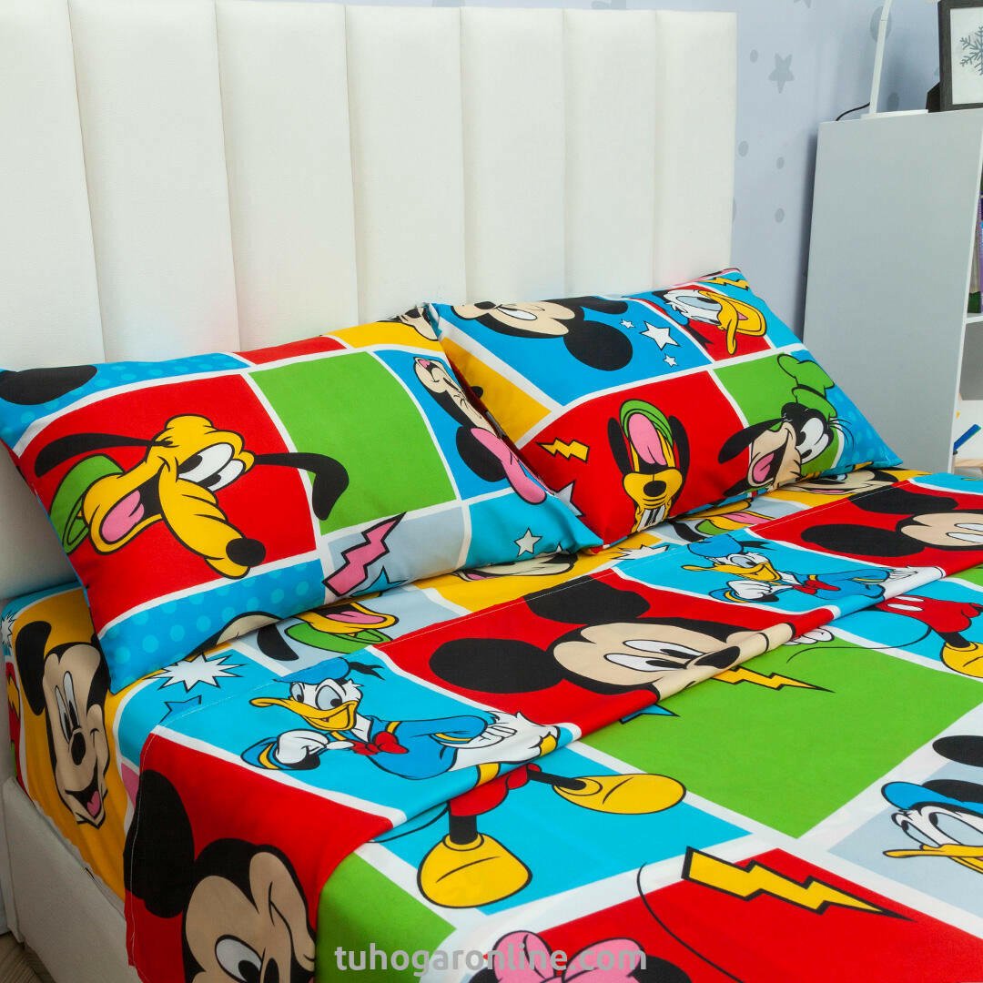 Combo Juego de Sabanas y Cortina Infantil Multicolor para Cama Sencilla 100 X 190 Cm de Disney - SABANAS | Bylmo
