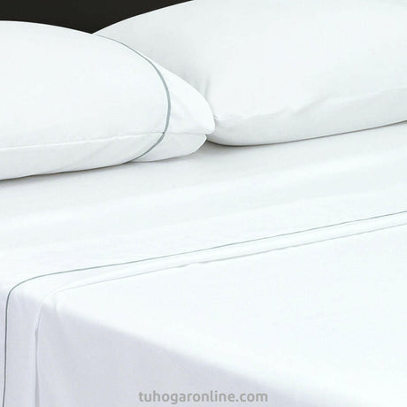 Juego de Sábanas Básicos Blanco para Cama Semidoble 120 X 190 Cm 180 Hilos Fondo Entero - SABANAS | Bylmo