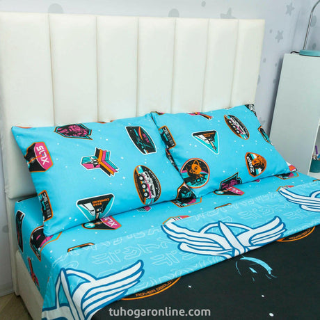 Juego de Sábanas Infantil Disney Negro y Azul para Cama Doble 140 X 190 Cm de Buzz Lightyear - SABANAS | Bylmo