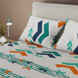 Combo Juego de Sabanas y Cortina Esencia Acua Blanco y Verde para Cama Doble 140 X 190 Cm de Flechas - SABANAS | Bylmo