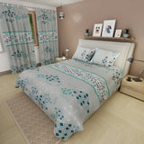 Combo Juego de Sabanas y Cortina Prisma Gris y Blanco para Cama Doble 140 X 190 Cm de Rombos - SABANAS | Bylmo