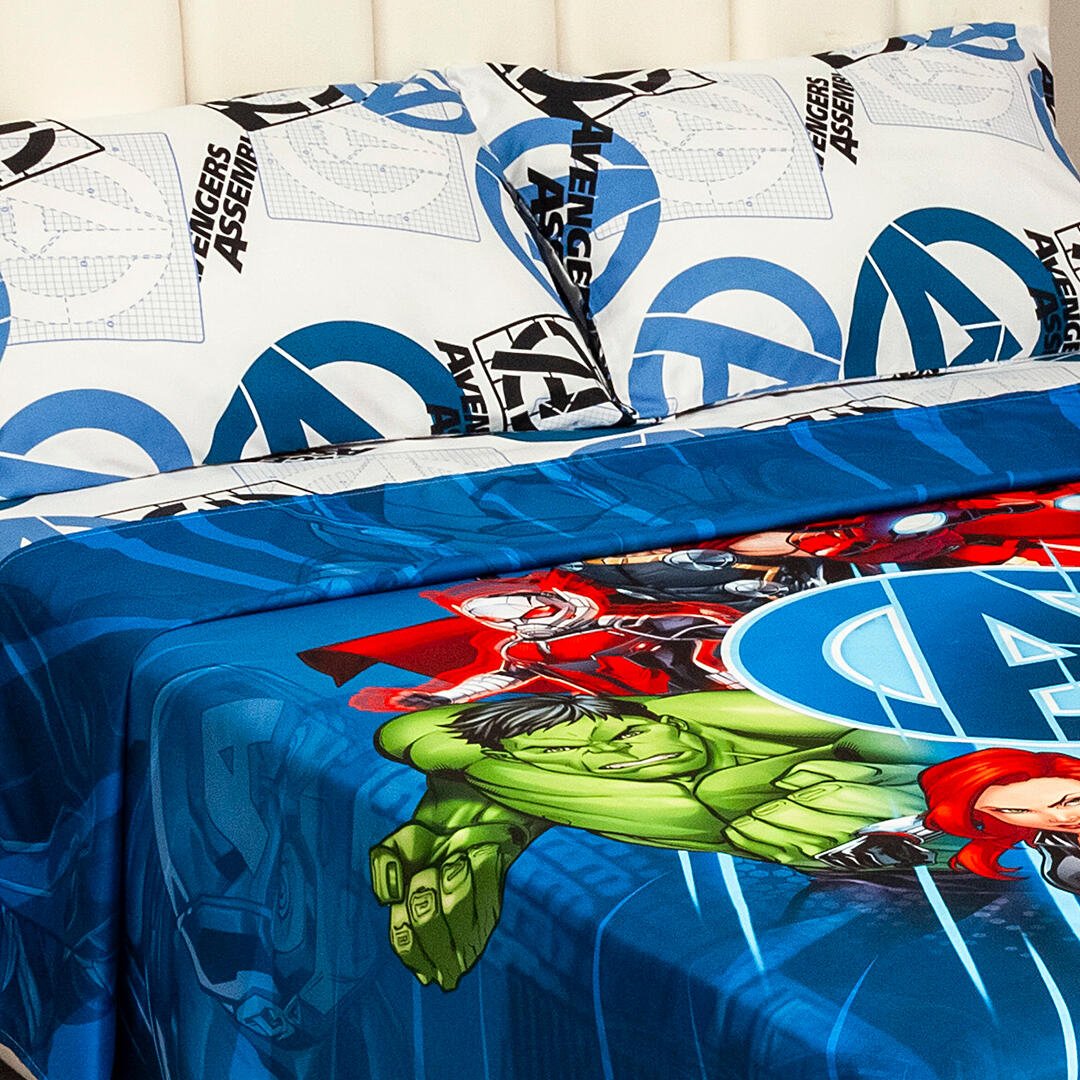 Juego de Sábanas Infantil Core Disney Azul Oscuro y Blanco para Cama Semidoble 120 X 190 Cm de Avengers - SABANAS | Bylmo