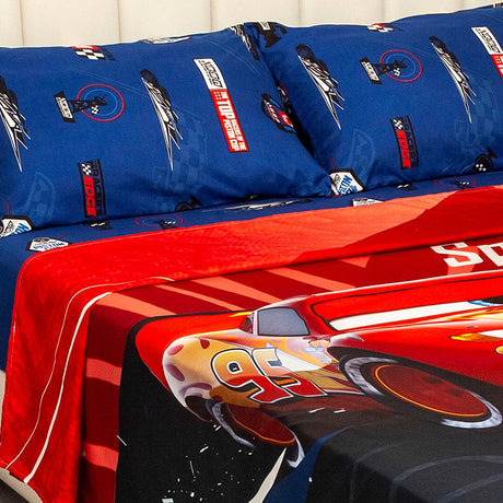 Juego de Sábanas Infantil Core Disney Negro y Rojo para Cama Sencilla 100 X 190 Cm de Rayo Mcqueen - SABANAS | Bylmo