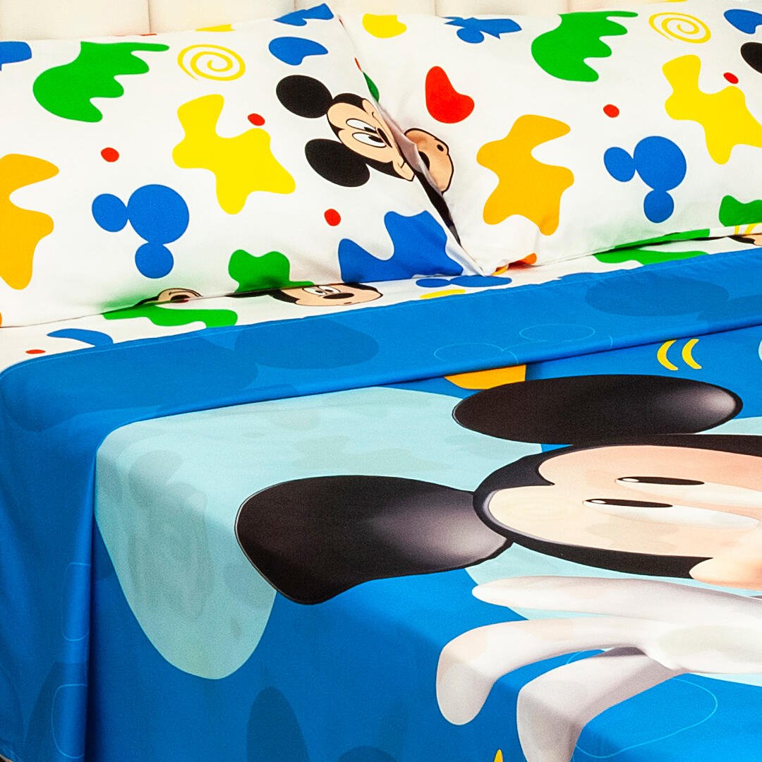 Juego de Sábanas Infantil Core Disney Azul y Multicolor para Cama Sencilla 100 X 190 Cm de Mickey - SABANAS | Bylmo