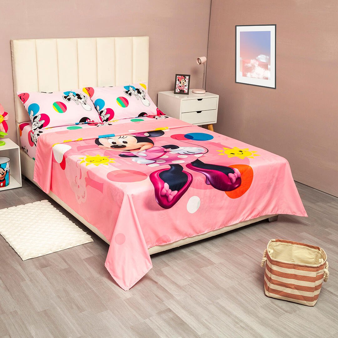 Juego de Sábanas Infantil Core Disney Rosado para Cama Doble 140 X 190 Cm de Minnie - SABANAS | Bylmo