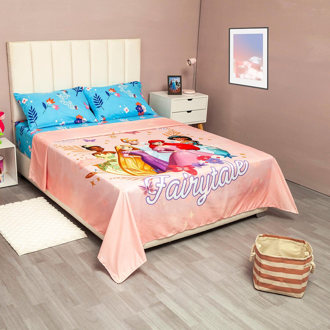 Juego de Sábanas Infantil Core Disney Rosado para Cama Sencilla 100 X 190 Cm de Princesas - SABANAS | Bylmo