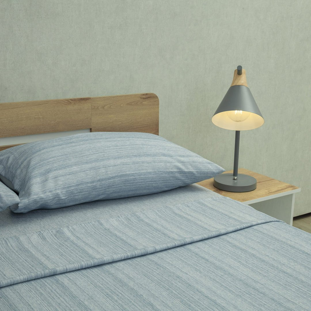 Juego de Sábanas Equilibrio Azul Boreal para Cama Doble 140 X 190 Cm Fondo Entero - SABANAS | Bylmo