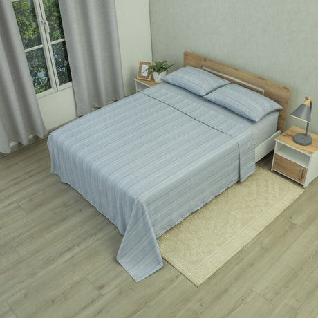 Juego de Sábanas Equilibrio Azul Boreal para Cama King 200 X 200 Cm Fondo Entero - SABANAS | Bylmo