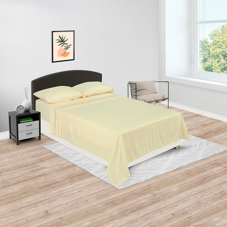 Juego de Sábanas Básicos Amarillo Claro para Cama Doble 140 X 190 Cm Fondo Entero - SABANAS | Bylmo