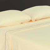 Juego de Sábanas Básicos Amarillo Claro para Cama Doble 140 X 190 Cm Fondo Entero - SABANAS | Bylmo