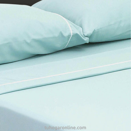 Juego de Sábanas Básicos Azul para Cama Doble 140 X 190 Cm Fondo Entero - SABANAS | Bylmo