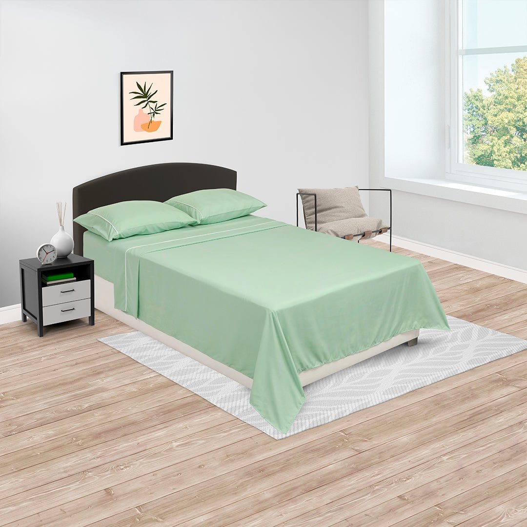 Juego de Sábanas Básicos Verde Pistacho para Cama Queen 160 X 190 Cm Fondo Entero - SABANAS | Bylmo