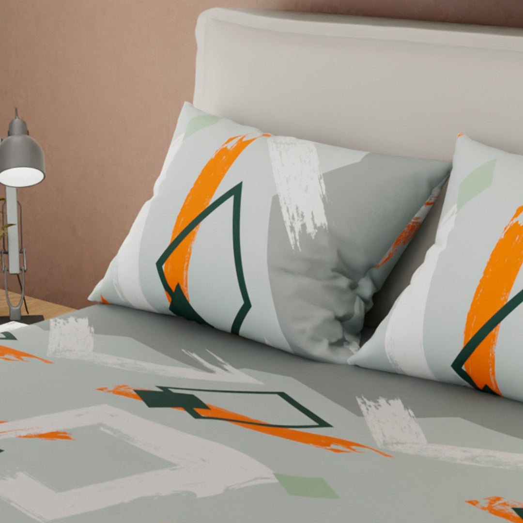 Juego de Sábanas Ritmo de Colores Gris Oscuro y Verde para Cama Doble 140 X 190 Cm de Figuras Abstractas - SABANAS | Bylmo