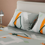 Juego de Sábanas Ritmo de Colores Gris Oscuro y Verde para Cama Doble 140 X 190 Cm de Figuras Abstractas - SABANAS | Bylmo