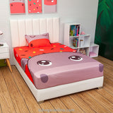 Sábana Infantil Zoo Naranja y Morado para Cama Semidoble 120 X 190 Cm de Hipopotamo - SABANAS | Bylmo