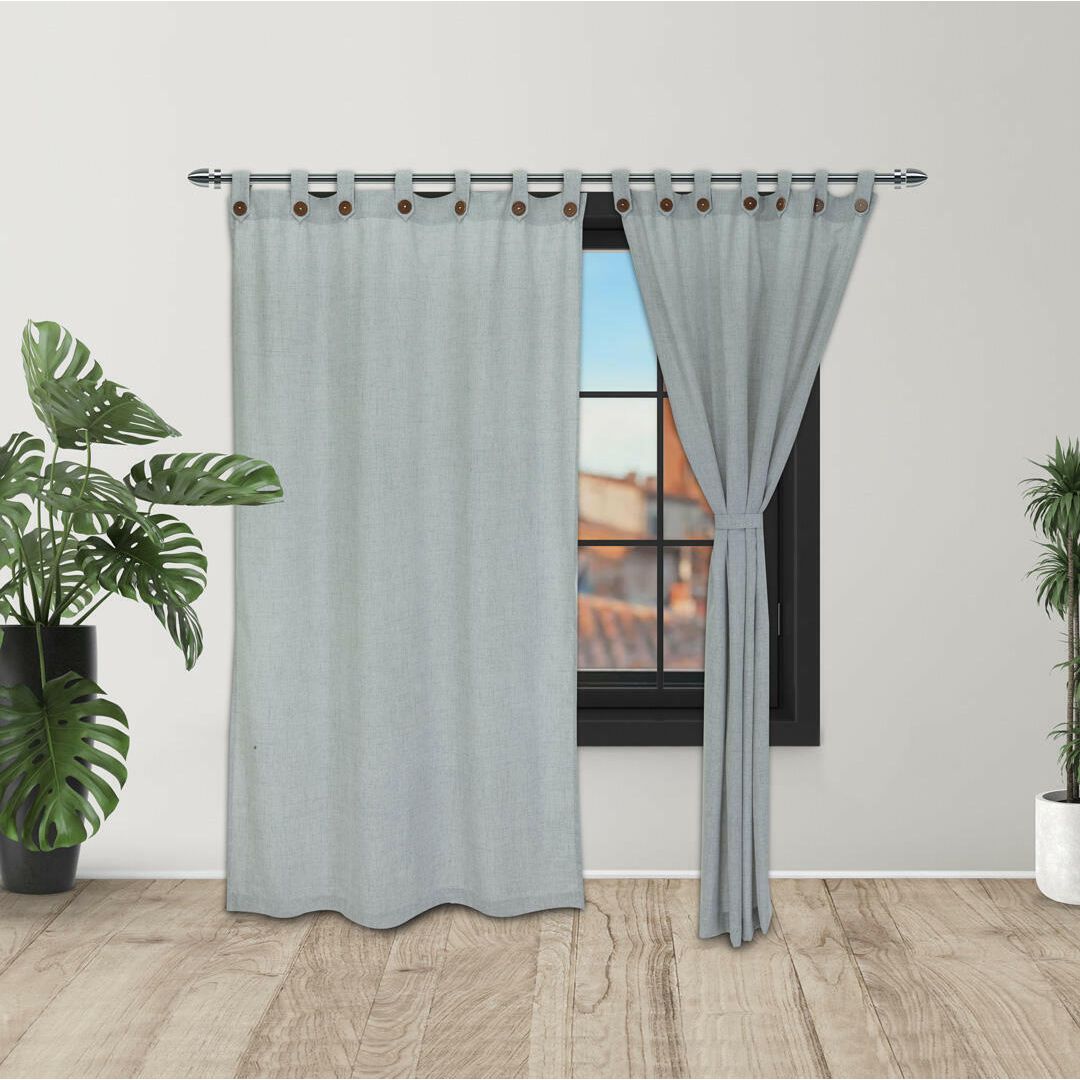 Cortina Lino Ancestral Gris Neutral 220x270cm Fondo Entero - CORTINAS TRADICIONALES | Bylmo