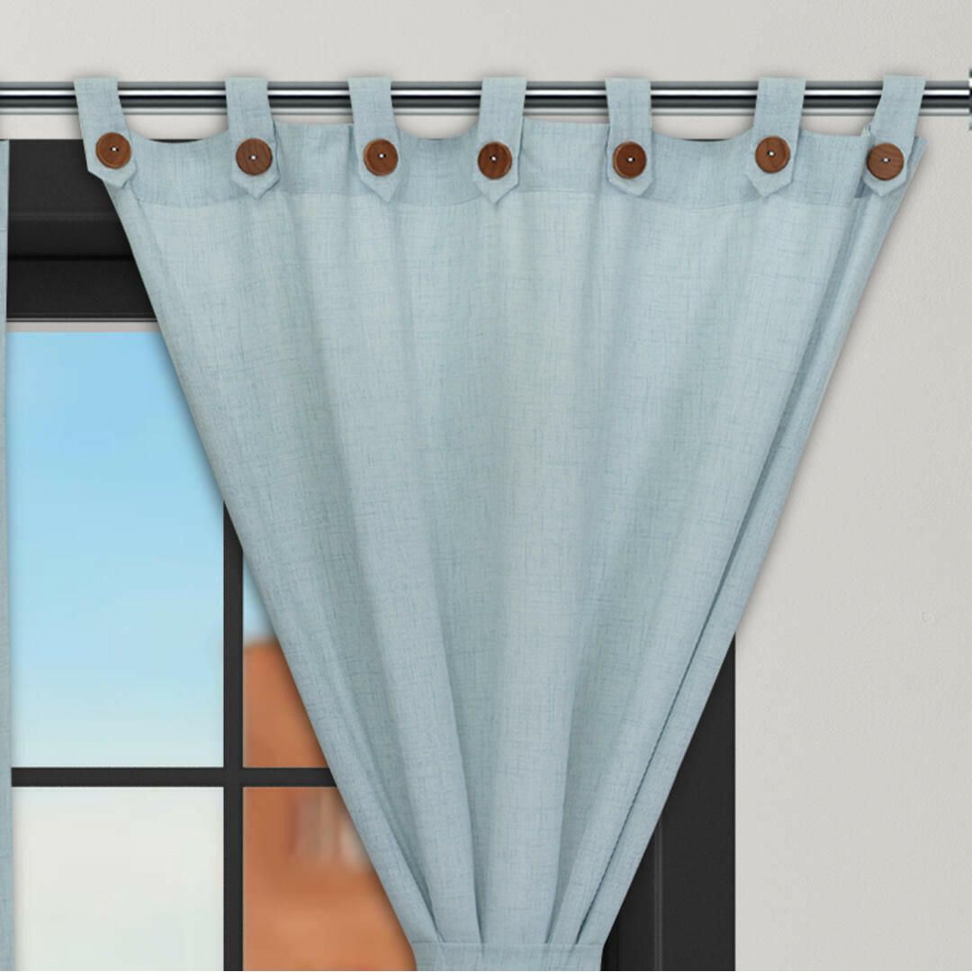 Cortina Lino Ancestral Azul Neutral 220x270cm Fondo Entero - CORTINAS TRADICIONALES | Bylmo