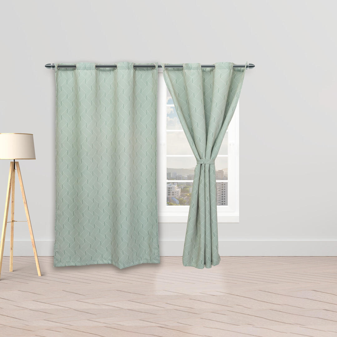 Cortina Cubista Verde 220x270cm de Figuras - CORTINAS TRADICIONALES | Bylmo