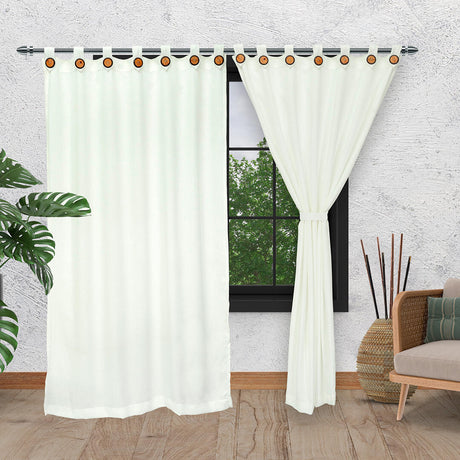 Cortina Arpillera Ancestral Blanco 220x270cm de Figuras - CORTINAS TRADICIONALES | Bylmo