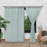 Cortina Arpillera Ancestral Azul 220x270cm de Figuras - CORTINAS TRADICIONALES | Bylmo