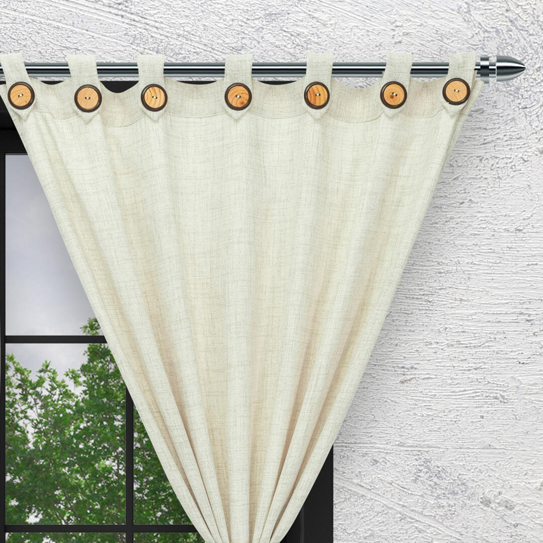 Cortina Arpillera Ancestral Beige 220x270cm de Figuras - CORTINAS TRADICIONALES | Bylmo