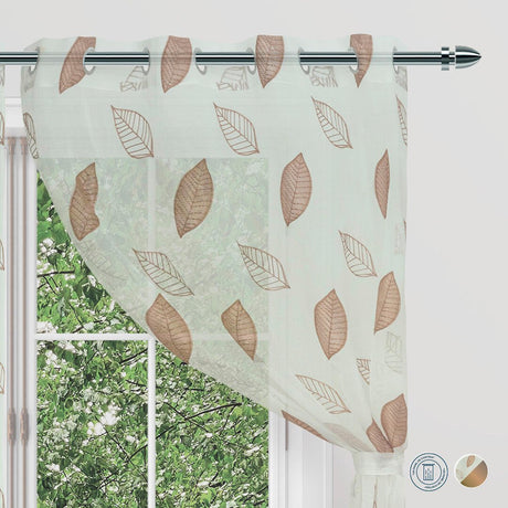 Cortina Velo Fiore Café 135x220cm de Hojas - VELOS | Bylmo