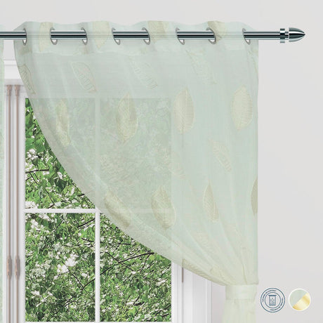 Cortina Velo Fiore Beige 135x220cm de Hojas - VELOS | Bylmo