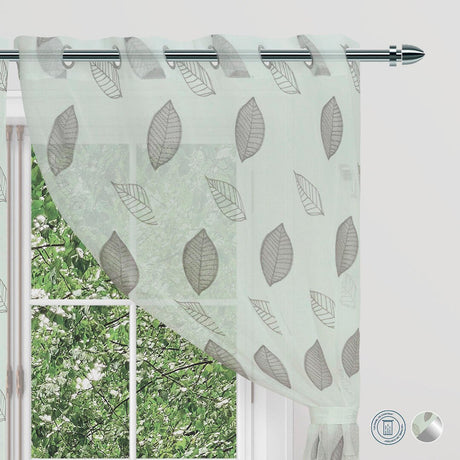 Cortina Velo Fiore Gris 135x220cm de Hojas - VELOS | Bylmo
