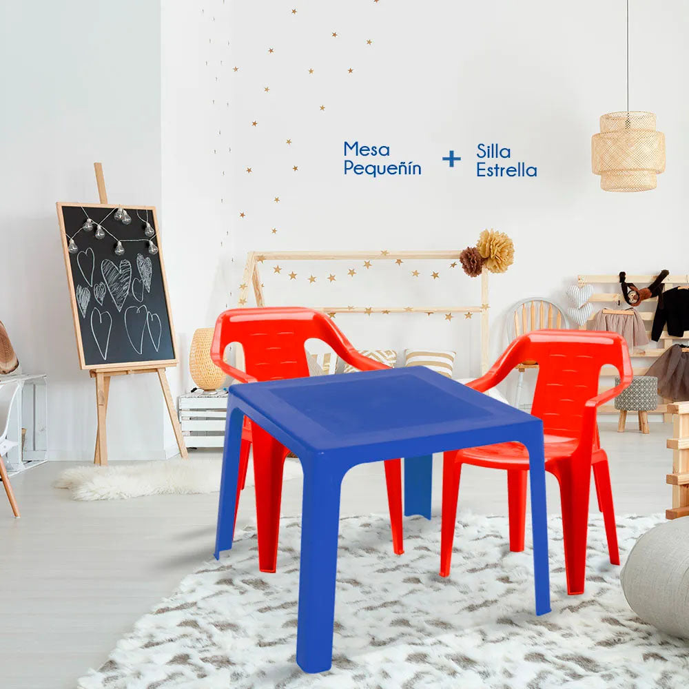 Combo Mesa Infantil Rimax Azul y Rojo 70.7x50.7cm Cuadrado con Dos Sillas - MESAS AUXILIARES | Bylmo