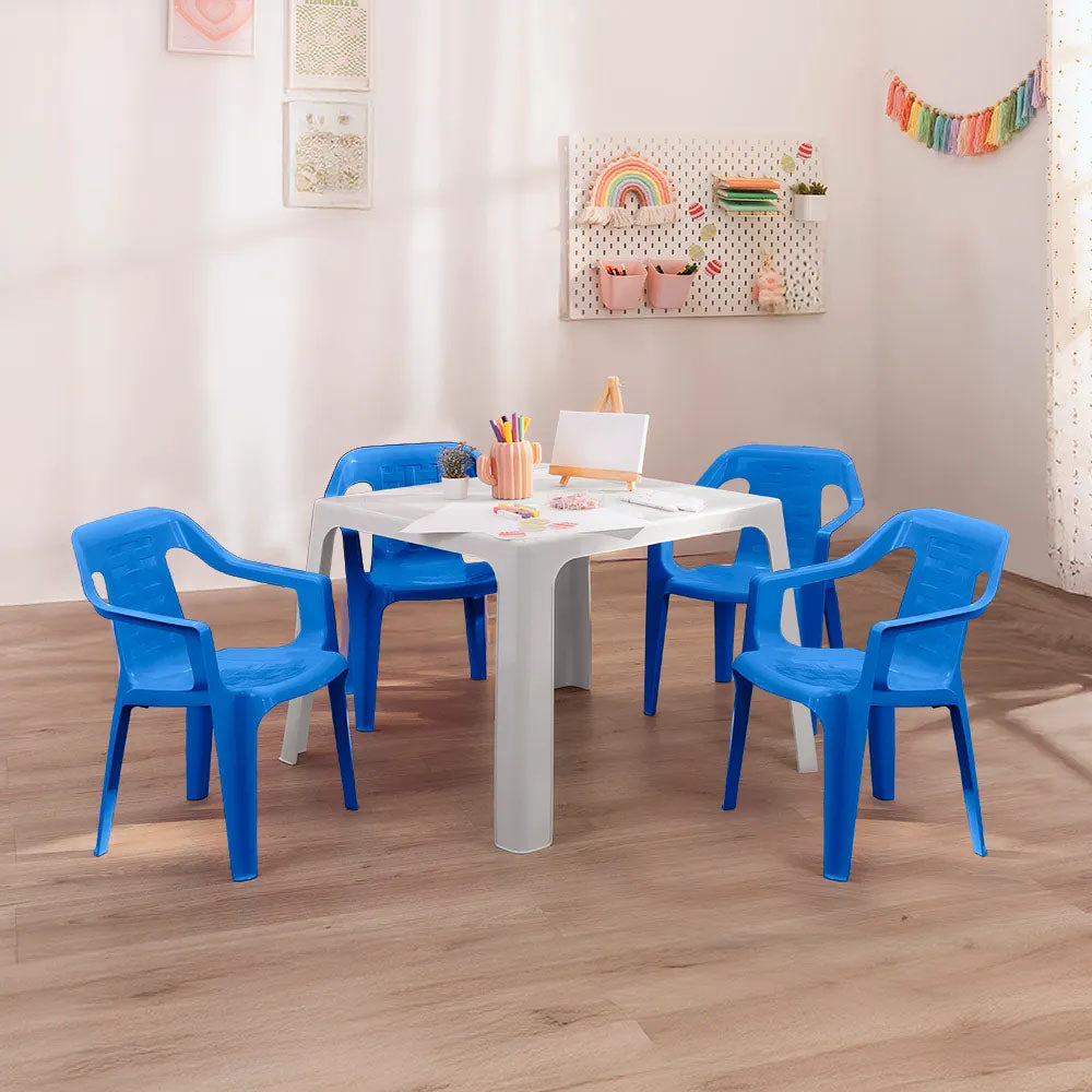 Combo Mesa Infantil Rimax Azul 70.7x50.7cm Cuadrado con Cuatro Sillas - MESAS AUXILIARES | Bylmo