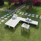 Combo Piscina Rimax Blanco 57.5x29cm con Dos Camas Asoleadoras Dos Sillas Playeras y Una Mesa de Centro Recatangular - SILLAS DE EXTERIOR | Bylmo