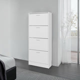 Zapatero Inola Blanco 63x175cm Vertical de Cuatro Niveles con Cuatro Puertas - ZAPATEROS | Bylmo