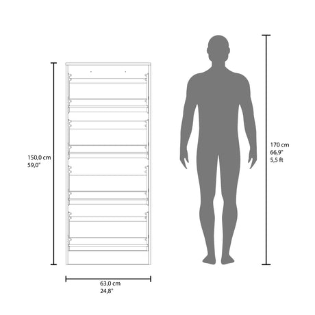 Zapatero Inola Blanco 63x175cm Vertical de Cuatro Niveles con Cuatro Puertas - ZAPATEROS | Bylmo