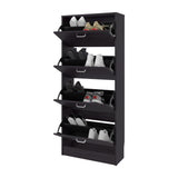 Zapatero Inola Wengue 63x175cm Vertical de Cuatro Niveles con Cuatro Puertas - ZAPATEROS | Bylmo