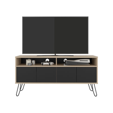 Rack de TV Vassel Cartagena y Wengue 123.5x60.6cm Para TV Hasta 55" Pulgadaas con Cuatro Compartimientos y con Ranura para Cables - MUEBLES DE TV | Bylmo