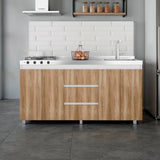 Mueble Inferior de Cocina Boreal Blanco Marquez y Fresno Europeo 179.9x89.5cm sin Mesón y Sin Estufa - MUEBLES INFERIORES DE COCINA | Bylmo