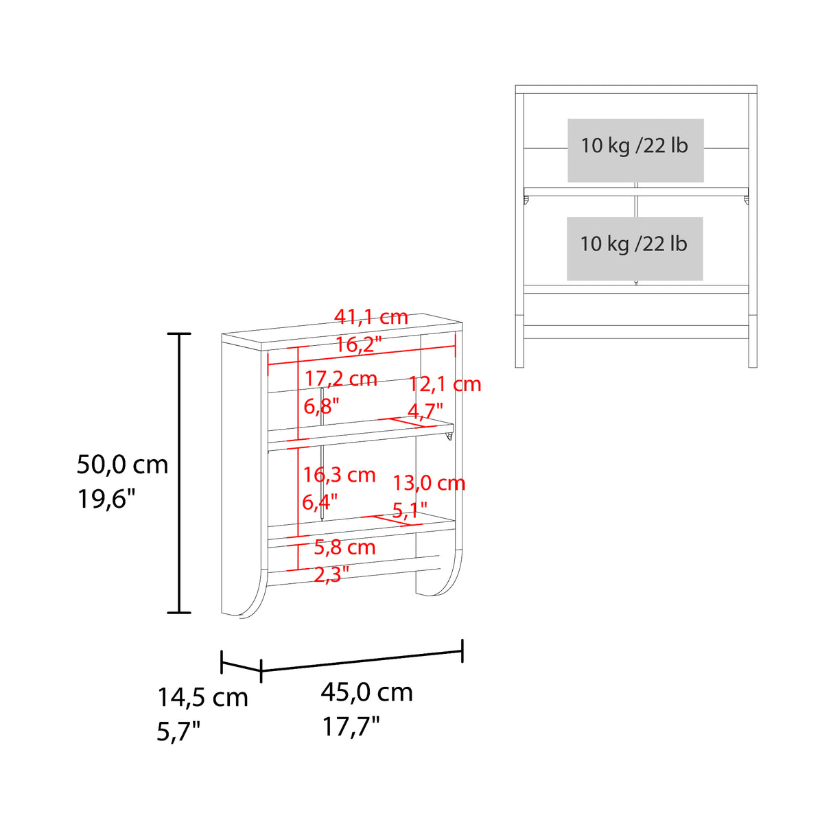 Gabinete de Baño Cartagena 45x50cm Rectangular con Dos Puertas con Un Entrepaño - GABINETES DE BANHO | Bylmo