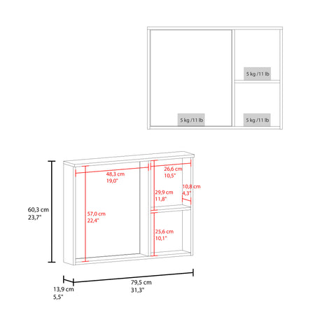 Gabinete de Baño Lagoa Blanco 79.5x60.3cm Rectangular con Una Puerta con Un Entrepaño y con Espejo - GABINETES DE BANHO | Bylmo