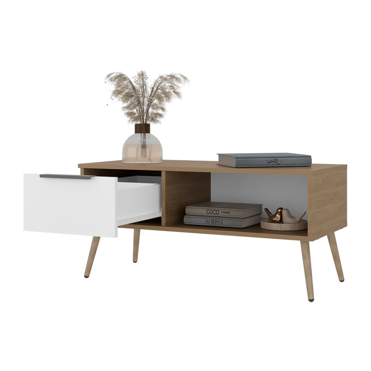 Mesa de Centro Wenden Blanco 90.5x42.5cm Rectangular con Compartimiento - MESAS DE CENTRO | Bylmo