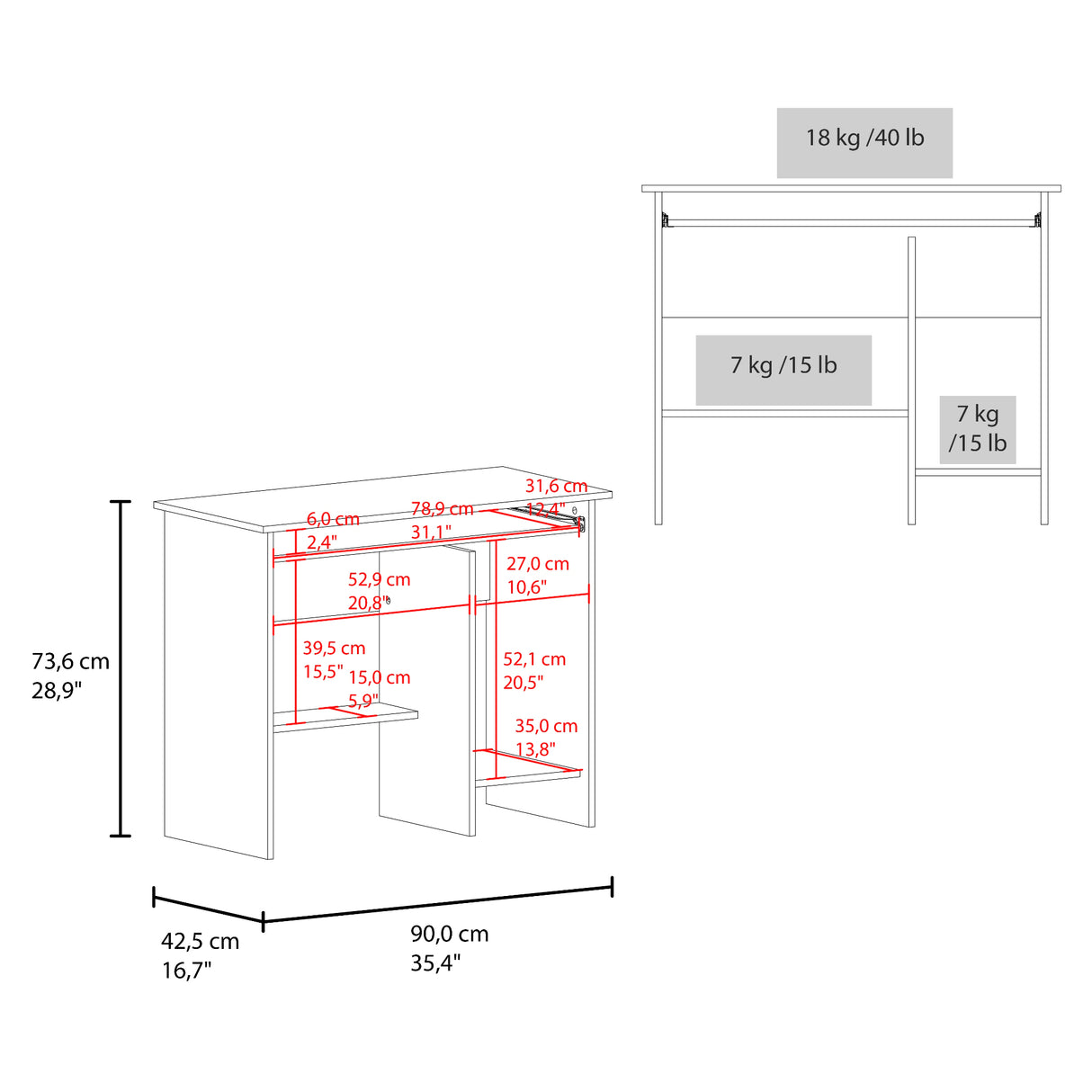 Escritorio Hartland Blanco 90x73.6cm sin Cajones - ESCRITORIOS | Bylmo