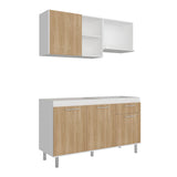 Cocina Sedona Blanco Marquez y Fresno Europeo 150x60cm sin Mesón y sin Estufa - COCINAS | Bylmo