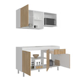 Cocina Sedona Blanco Marquez y Fresno Europeo 150x60cm sin Mesón y sin Estufa - COCINAS | Bylmo