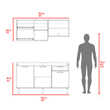 Cocina Sedona Blanco Marquez y Fresno Europeo 150x60cm sin Mesón y sin Estufa - COCINAS | Bylmo