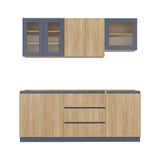 Cocina Solana Fresno Europeo y Azul Marino 210x70cm sin Mesón y sin Estufa - COCINAS | Bylmo