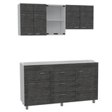 Cocina Lumina Blanco Roble y Gris 150x60cm con Mesón de Acero Inoxidable Lado Izquierda y con Estufa - COCINAS | Bylmo