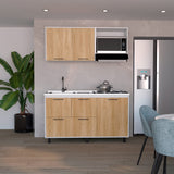 Cocina Pacific Blanco Marquez y Fresno Europeo 150x60cm sin Mesón y sin Estufa - COCINAS | Bylmo