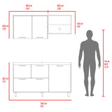 Cocina Pacific Blanco Marquez y Fresno Europeo 150x60cm sin Mesón y sin Estufa - COCINAS | Bylmo